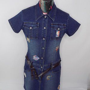 Vintage Womens NBA Hardwood Classic Majestic Denim Dress Sz XL